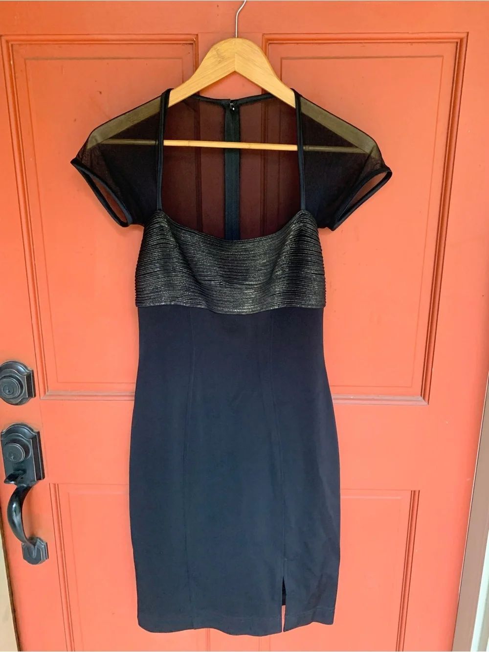 Vintage Tadashi Black Sheer-Yoke Cocktail Dress